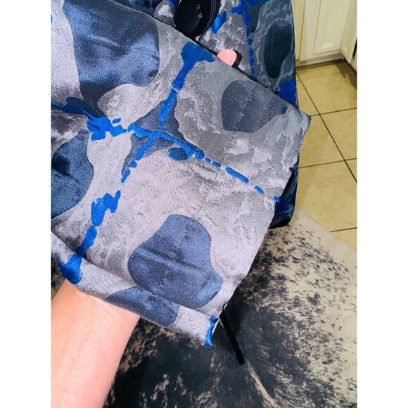 Ali Miles XL Blue Silver Abstract Statement Jacket Office Evening Artsy Blazer - Picture 11 of 11